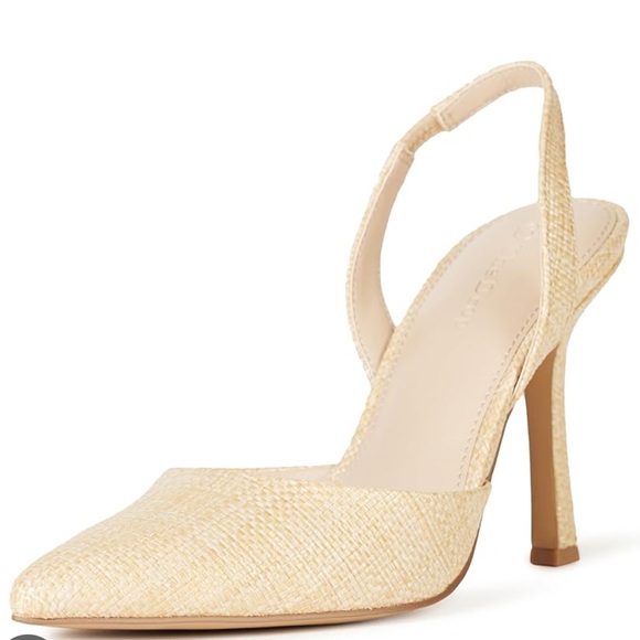 The Drop Shoes - The Drop klara Chic Tan Slingback Heels raffia rattan size 10